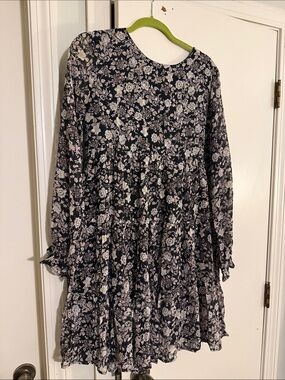 ANNA KAY Navy and White Floral Tiered Mini Dress